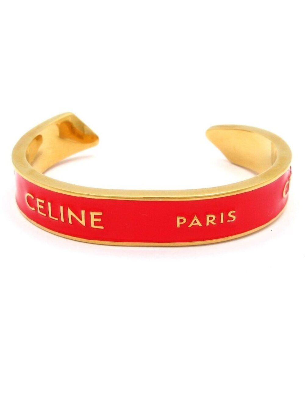 Celine Bangle Gold Red Ribbon Small Cuff Bracelet